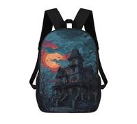 sinyumoney Halloween Haunted House -10 Mochila Escolar Informal Para El Día A Día, Para La Escuela, El Trabajo Y Los Viajes Para Hombres, Mujeres Y Adolescentes. 17inch