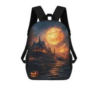 sinyumoney Halloween Haunted House -18 Mochilas Escolares De Moda Para Papelería, Impermeables, Informales, Para Hombres, Mujeres Y Adolescentes 17inch