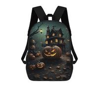 sinyumoney Halloween Haunted House Scene Mochila Impermeable Para Ordenador Portátil Para Campus, Actividades Al Aire Libre, Viajes Y Deportes 17inch