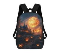 sinyumoney Halloween Haunted House with Jack-o'-Lanterns -1 17inch Mochilas Escolares Impresas En 3D, Mochilas Escolares De Moda Para Niños De Primaria Y Secundaria