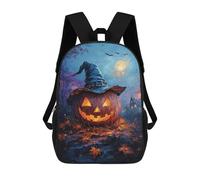 sinyumoney Halloween Jack-o'-Lantern with Witch Hat Mochila Escolar Resistente Al Agua, Mochila De Viaje, Bolsa Para Computadora Para Hombres, Mujeres Y Adolescentes 17inch