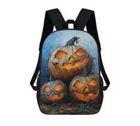 sinyumoney Halloween Jack-o'-Lanterns Oil Painting Mochila Infantil De 17 Pulgadas, Mochila Escolar Con Estampado 3D De Dibujos Animados Para Niños Y Adolescentes.