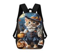 sinyumoney Halloween Kitten in Witch Costume Mochila Escolar Para Ordenador Portátil Para La Escuela/trabajo/viajes: Perfecta Para Viajes, Trabajo Y Uso Diario 17inch