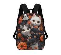 sinyumoney Halloween Kittens Mochilas Infantiles Impresas En 3D, Mochilas De Moda Informales, Mochilas De Viaje Bonitas, Mochilas Informales Para Exteriores Para Niños Y Niñas 17inch