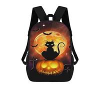 sinyumoney Halloween Night Pumpkin Cat 17inch Mochilas Escolares Impresas En 3D, Mochilas Escolares De Moda Para Niños De Primaria Y Secundaria