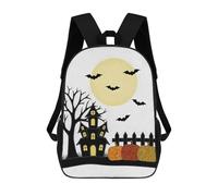 sinyumoney Halloween Night Scene with Haunted House Mochila Escolar Infantil, Mochilas Impresas En 3D, Mochilas Escolares De Moda Para Niños De Primaria Y Secundaria 17inch