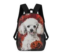 sinyumoney Halloween Poodle Art Print Mochila Escolar De 17 Pulgadas Para Adolescentes, Con Estampado 3D, Ajustable Y Con Bolsillos, Ideal Para Niños, Niñas Y Estudiantes.