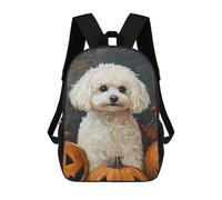 sinyumoney Halloween Poodle with Pumpkins Mochila Escolar, Bolso Resistente Para Portátil, Ideal Para Acampar, Aventuras Al Aire Libre Y Viajes Diarios 17inch