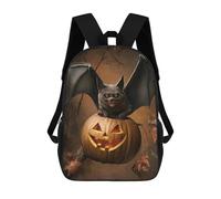 sinyumoney Halloween Pumpkin And Bat Mochila Escolar Infantil Impresa En 3D Para Niños, Mochilas De Viaje, Bolsas Para Libros, Mochila Escolar Infantil 17inch
