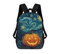 sinyumoney Halloween Pumpkin Night Sky Mochilas De 17 Pulgadas Para Niños, Mochilas Escolares Impresas En 3D Para Estudiantes De Primaria Y Secundaria, Para Niños Y Niñas.