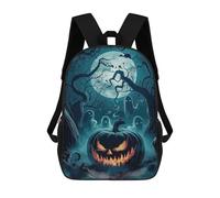 sinyumoney Halloween Pumpkin with Ghosts And Moon Mochila De Peluche Con Dibujos Animados, Mochila 3D Para Niños, Bolsa Escolar, Idea De Regalo De Cumpleaños Para Niños Y Niñas 17inch