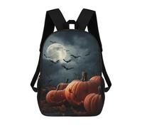 sinyumoney Halloween Pumpkins with Full Moon Mochila Escolar Infantil De 17 Pulgadas Con Estampado 3D, Mochila Moderna Para Niños, Mochilas De Viaje, Bolsas Para Libros, Mochila Escolar Infantil