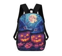 sinyumoney Halloween Pumpkins with Witch Hats Mochila Escolar Para Niñas Mochila Impermeable Mochila Informal De Día Mochila Ligera Para Niño Y Niña Mochila Escolar 17inch