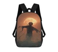 sinyumoney Halloween Scarecrow with Full Moon-1 Mochila Escolar Infantil De 17 Pulgadas, Impresa En 3D, Estilo Casual, Para Niños, Ideal Para Viajes, Como Mochila Escolar O Para Llevar Libros.
