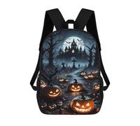 sinyumoney Halloween Spooky Night Scene Mochila Infantil De 17 Pulgadas, Mochila Escolar Con Estampado 3D De Dibujos Animados Para Niños Y Adolescentes.