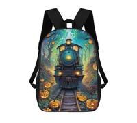 sinyumoney Halloween Train Through The Woods -1 Mochilas Infantiles Impresas En 3D Para Niños, Mochilas Escolares De Moda, Mochilas De Viaje, Mochilas Escolares Para Niños De Primaria 17inch