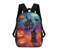 sinyumoney Halloween Witch And Haunted House Mochila Escolar Infantil Con Impresión 3D, Mochila Escolar Informal Para Niños De Primaria Y Secundaria 17inch