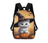 sinyumoney Halloween Witch Cat Decor-4 17inch Mochila Escolar Impresa En 3D Para Niños, Mochila Escolar Informal De Moda, Mochilas De Viaje Para Niños Y Estudiantes.