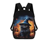 sinyumoney Halloween Witch Cat Decor Mochilas De 17 Pulgadas Para Niños, Mochilas Escolares Impresas En 3D Para Estudiantes De Primaria Y Secundaria, Para Niños Y Niñas.