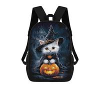 sinyumoney Halloween Witch Cat Mochila Escolar Infantil Impresa En 3D 17inch Mochilas De Moda Para Niños De Primaria Y Secundaria