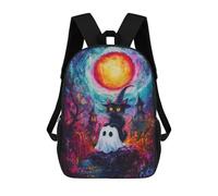 sinyumoney Halloween Witch Cat Mochila Escolar Infantil Impresa En 3D 17inch Mochilas Escolares Para Niños, Estilo Casual Y Moderno, Mochilas De Viaje De Alta Capacidad