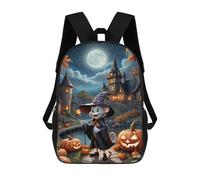 sinyumoney Halloween Witch Cat with Pumpkins-1 Mochilas Para Niños 17inch Mochila Escolar Mochila Escolar Impresa En 3D Para Niños De Primaria Y Secundaria
