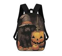 sinyumoney Halloween Witch Dog Mochila Escolar Impresa En 3D Para Niños Y Niñas, Mochila Escolar, Mochila De Viaje Para Niños 17inch