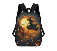 sinyumoney Halloween Witch Flying Broomstick -2 Mochilas Para Niños 17inch Mochila Escolar Mochila Escolar Impresa En 3D Para Niños De Primaria Y Secundaria