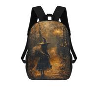 sinyumoney Halloween Witch in Forest Mochila Escolar Impresa En 3D 17inch Mochila Escolar Infantil Mochilas De Viaje Mochila Informal De Moda Para Niños Y Estudiantes