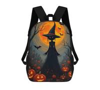 sinyumoney Halloween Witch Pumpkins Bats Mochila Infantil, Mochila Escolar Impresa En 3D, Mochila Para Niños Y Niñas, Mochila Escolar Ajustable Para La Escuela Primaria 17inch