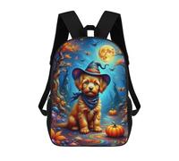 sinyumoney Halloween Witch Puppy Mochilas Infantiles Impresas En 3D De 17 Pulgadas. Mochila Escolar Informal Impresa En 3D Para Niños De Primaria Y Secundaria.