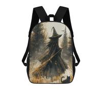 sinyumoney Halloween Witch with Black Cat Mochila Escolar De 17 Pulgadas Impresa En 3D Mochilas Infantiles Mochila Genial Impresa En 3D Para Niños De Primaria Y Secundaria