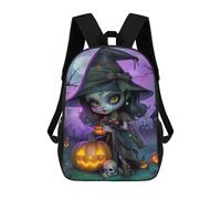sinyumoney Halloween Witch with Jack-o'-lantern-1 Mochila Escolar Infantil De 17 Pulgadas, Mochila Escolar Impresa En 3D Para Niños De Primaria Y Secundaria