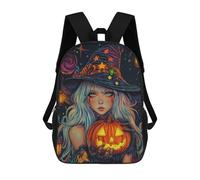 sinyumoney Halloween Witch with Pumpkin 4 Mochila Infantil Para Niñas, Mochila Escolar 3D, Mochila Para Niños Pequeños, Mochila Informal De Día, Mochila Escolar De Moda 17inch