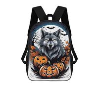 sinyumoney Halloween Wolf with Pumpkins Mochila Mochila Informal Para El Día A Día, Para La Escuela, El Trabajo Y Los Viajes Para Hombres, Mujeres Y Adolescentes 17inch