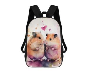 sinyumoney Hamster Couple Watercolor Mochilas Escolares Para Niños Y Niñas, Mochilas Deportivas Informales Para Primaria, Mochilas De Gran Capacidad Para Libros 17inch