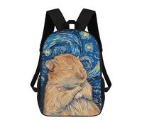 sinyumoney Hamster in Starry Night Style Mochila Escolar Mochilas Escolares Para Niñas Y Niños Mochila Con Bolsillo Mochila Escolar De Moda Para Niños 17inch