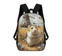 sinyumoney Hamster in Wheat Field Mochilas Impresas En 3D Para Niños 17inch Mochilas De Moda Informales Para El Día A Día, Bolsas De Viaje, Mochilas Informales Para Exteriores Para Niños Y Niñas
