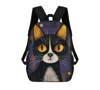 sinyumoney Happy Black And White Cat Mochilas Escolares Para Niños Y Niñas, Mochilas Deportivas Informales Para Primaria, Mochilas De Gran Capacidad Para Libros 17inch