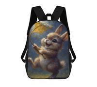 sinyumoney Happy Bunny with Leaf Umbrella Mochila Escolar De 17 Pulgadas Impresa En 3D Mochilas Infantiles Mochila Genial Impresa En 3D Para Niños De Primaria Y Secundaria