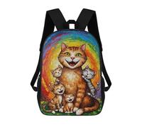 sinyumoney Happy Cats Family Painting Mochila Escolar Impresa En 3D Para Niños 17inch Mochilas Para Niños Y Niñas, Mochilas Escolares Para Niños, Mochilas De Viaje