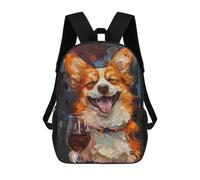 sinyumoney Happy Corgi Red Wine Mochila Infantil, Mochila Escolar De Gran Capacidad Para Estudiantes, Mochila Para Libros, Mochila Para Niños, Niñas, Adultos Y Adolescentes 17inch