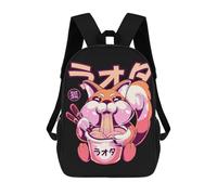 sinyumoney Happy Fox Eating Ramen Mochila Escolar Impresa En 3D Para Niños Mochilas De Viaje De Alta Capacidad Bolsas Para Libros Mochila Escolar Para Niños Mochila 17inch