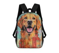 sinyumoney Happy Golden Retriever on Wood Golden Retriever Portrait Mochila Infantil Con Impresión 3D, Mochila Escolar Para Niños, Mochila Informal Divertida Para Niños Y Adolescentes 17inch