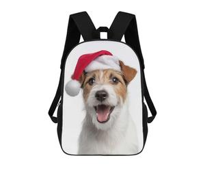 sinyumoney Happy Parson Russell Terrier Dog with Santa Hat Mochila Escolar Ligera Para Aeropuerto, Estudiantes Universitarios, Mochila Para Hombres, Mujeres Y Adolescentes 17inch