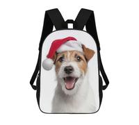 sinyumoney Happy Parson Russell Terrier Dog with Santa Hat Mochila Escolar Para Niñas Mochila Impermeable Mochila Informal De Día Mochila Ligera Para Niño Y Niña Mochila Escolar 17inch