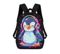 sinyumoney Happy Penguin Headphones Mochila Escolar Para Niñas 17inch Mochila Informal Ligera Para Niños Y Niñas, Ideal Para Estudiantes De Secundaria