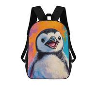 sinyumoney Happy Penguin Portrait Painting Mochila Escolar Infantil Impresa En 3D 17inch Mochilas De Moda Para Niños De Primaria Y Secundaria