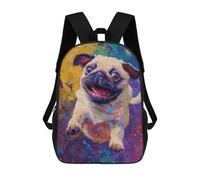 sinyumoney Happy Pug Painting Mochila Escolar, Bolso De Negocios, Bolso Para Portátil Resistente Para Niñas Y Adolescentes 17inch
