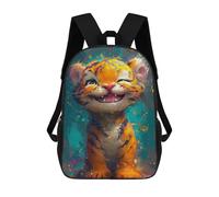 sinyumoney Happy Tiger Cub Painting Mochilas Infantiles Impresas En 3D De 17 Pulgadas. Mochila Escolar Informal Impresa En 3D Para Niños De Primaria Y Secundaria.